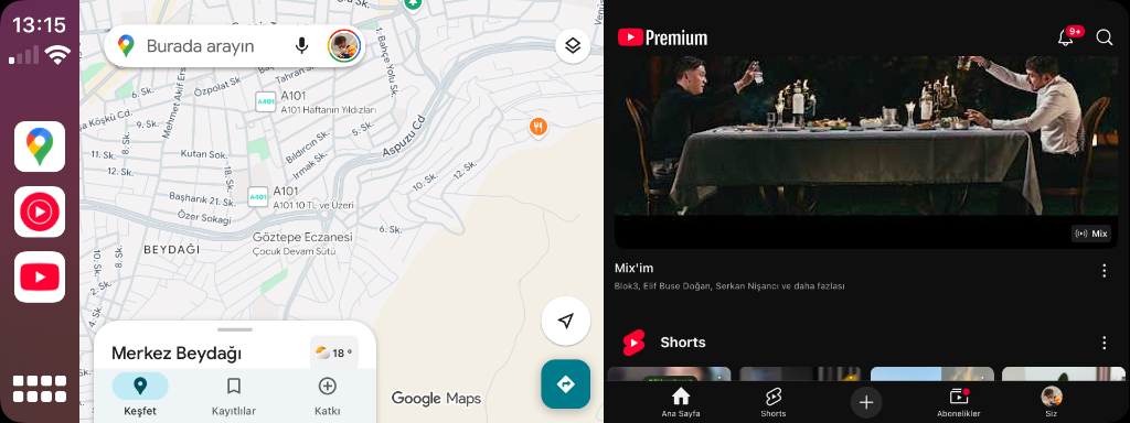 CarSplit Google Maps and YouTube Split View